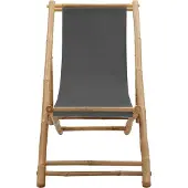 vidaXL Chaise longue bambou et toile gris foncé