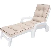 Hobbygarden Chaise longue Coussin pour Deckchair Coussin pour chaise longue - Coussin Hugo 201 x 55 x 8 cm, Beige