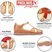 Pikolinos pour femme. W8K-0705C1 Sandales en cuir marron Cadaques (41), 3 à 5 cm, Velcro, Casuel