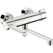 Hansa HANSAclinca Safety + robinetterie de lavabo, saillie 285 mm, levier de commande long, chromé