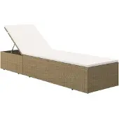 vidaXL Bain de soleil en poly rotin brun et blanc crème