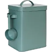 Relaxdays Boîte en métal , boîte de rangement de 6,5 L avec doseur, pour aliments pour animaux et produits alimentaires, hermétique, boîte à lessive, verte