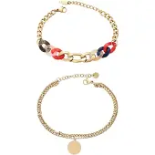 Faina Bracelet bleu foncé / or / rouge / transparent