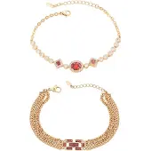 Faina Bracelet or / rouge rubis