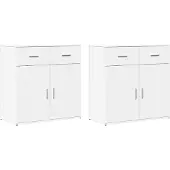 vidaXL Sideboards 2 pcs. Blanc 79x38x80 cm Bois composite