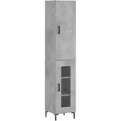vidaXL Highboard gris béton 34,5x34x180 cm Bois composite