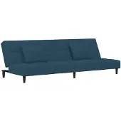 vidaXL Canapé-lit à 2 places avec deux oreillers bleu velours