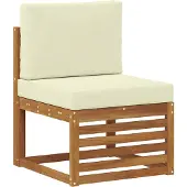 vidaXL Ensemble de canapés d'extérieur , 5 pièces, couleur naturel et crème, en bois massif d'acacia