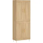 vidaXL Highboard chêne Sonoma 69,5x34x180 cm Matériau dérivé du bois