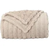 vidaXL Jeté Beige 150 x 130 cm Toison