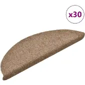 vidaXL Tapis d'escalier autocollants 30 pièces 56 x 17 x 3 cm Beige Demi-rond