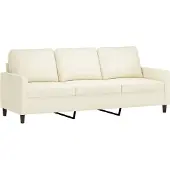 vidaXL Canapé à 3 places Crème 180 cm Velours