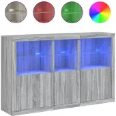 vidaXL Sideboard avec lampes LED Gris Sonoma 162x37x100 cm