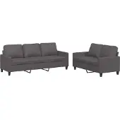 vidaXL Ensemble de canapés 2 pièces avec coussins Gris Similicuir