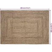 vidaXL Tapis Naturel et noir 200 x 290 cm Jute