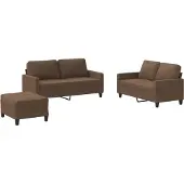 vidaXL Ensemble de canapés 3 pièces avec coussins Tissu brun
