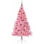 vidaXL Arbre de Noël artificiel pré-éclairé rose 150 cm PVC