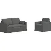 vidaXL Canapé 2 pcs Gris foncé Mét¿¿