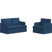 vidaXL Ensemble de canapés , 2 pièces, bleu, 144 x 80 x 85 cm, tissu