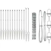 vidaXL : Clôture en fil barbelé avec piquets, 50 x 1 mètre, acier galvanisé, argenté