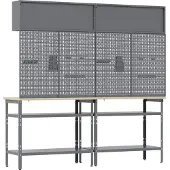 vidaXL Ensemble d'établi 8 pièces Rouge et gris Acier thermolaqué