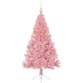 vidaXL Arbre de Noël artificiel pré-éclairé rose 150 cm PVC