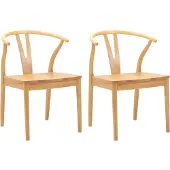 vidaXL Chaise de salle à manger 2 pcs Naturel Bois de caoutchouc massif