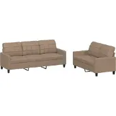 vidaXL Ensemble de canapés 2 pièces avec coussins Cappuccino-Brun Similicuir