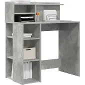 vidaXL Bureau , béton gris, panneaux de particules, 90 x 48 x 101,5 cm