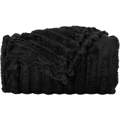 vidaXL Jeté Noir 150 x 130 cm Toison