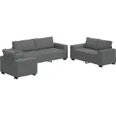 vidaXL Ensemble de canapés 3 pièces avec coussins Tissu gris foncé