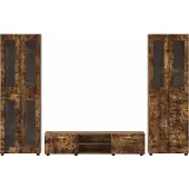 vidaXL Ensemble de meubles TV FLORIN, 3 pièces, en bois composite imitation chêne fumé