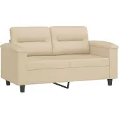 vidaXL Ensemble de canapés 3 pièces avec coussins Crème Tissu microfibre