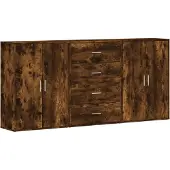 vidaXL Sideboards 3 pcs. Chêne fumé 60x31x84 cm Bois composite