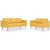vidaXL Ensemble de canapés 2 pièces tissu jaune