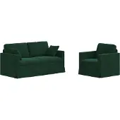 vidaXL Ensemble de canapé 2 pièces, velours vert foncé