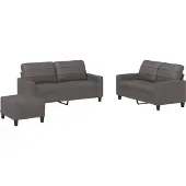 vidaXL Ensemble de canapés 3 pièces avec coussins Gris Similicuir