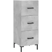 vidaXL Highboard gris béton 34,5x34x180 cm Bois composite