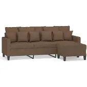 vidaXL Canapé 3 places avec pouf Marron 180 cm Tissu