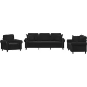 vidaXL Ensemble de canapés 3 pièces avec coussins Noir velours