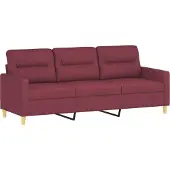 vidaXL Canapé à 3 places Rouge bordeaux 180 cm Tissu