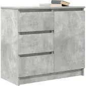 vidaXL Sideboard avec tiroir gris béton 71x35x65 cm Bois composite