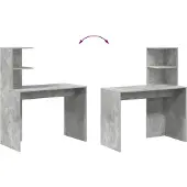 vidaXL Bureau gris béton 102 x 50 x 124 cm Bois composite