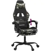vidaXL Chaise de jeu avec repose-pieds noir et camouflage similicuir