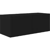 vidaXL Ensemble d'étagères murales pour téléviseur, à fixer au mur, 4 pièces, noir, bois composite
