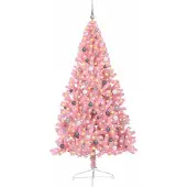 vidaXL Sapin de Noël artificiel pré-éclairé Rose 240 cm PVC