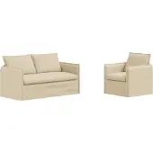 vidaXL Ensemble canapé 2 pièces Crème 196 x 82 x 85 cm Tissu