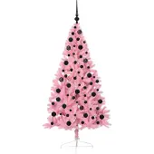 vidaXL Sapin de Noël artificiel pré-éclairé Rose 180 cm PVC