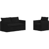 vidaXL Canapé 140cm 2 pcs Noir Mét¿¿