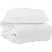 vidaXL : Couverture de lit avec 2 oreillers, blanc, microfibre